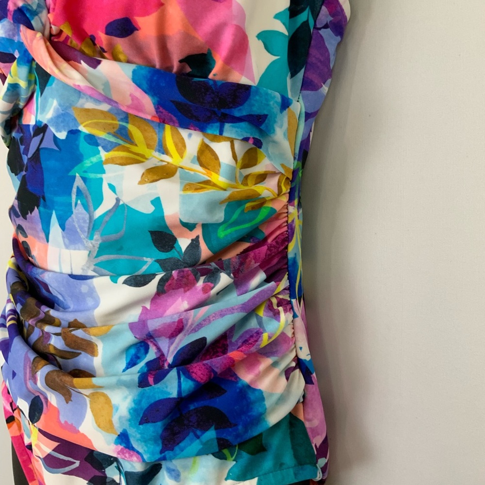 Maxine of‎ Hollywood Sz 14 XL Multicolor One Piece Tropical Floral Swimsuit - Picture 4 of 9
